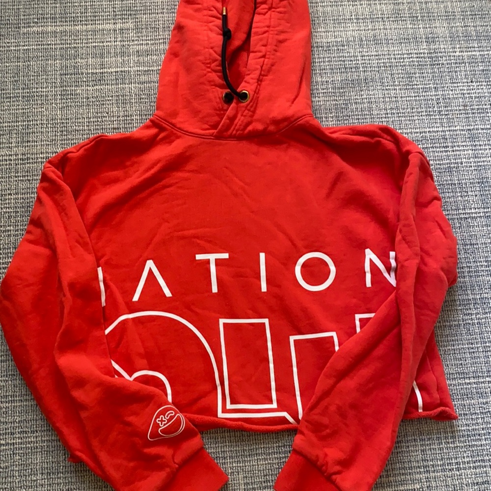 PE Nation cropped sweatshirt w/ Rumble logo sleeve